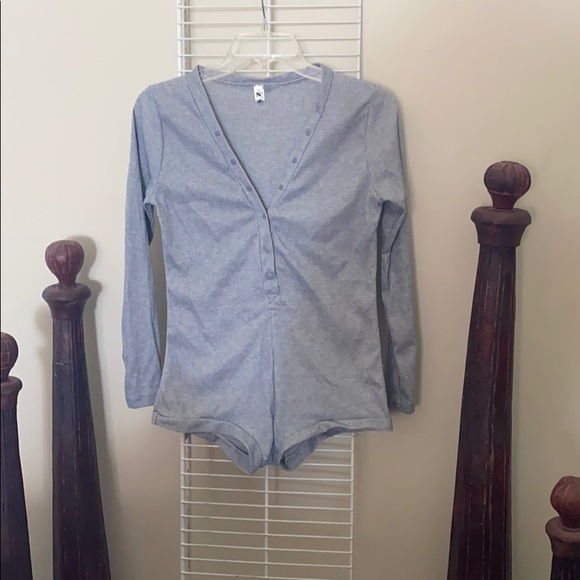 Gray button down onesie - Picture 1 of 2